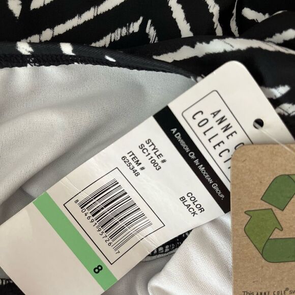 New with tags Anne Cole Collection 2 piece tankini, black/white size 8 - Picture 11 of 13